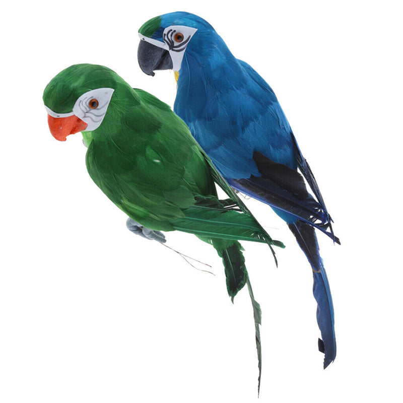2pcs Vivid Colorful Parrot Birds Statue Garden Sculpture Home Art Ornament 45cm