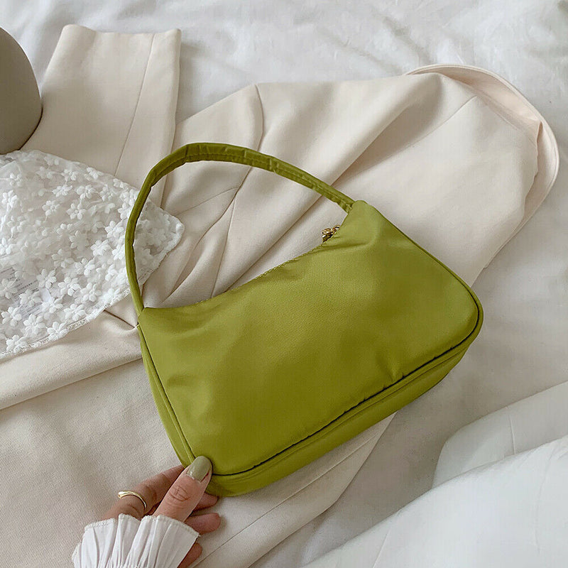 Nylon Casual Women Handbag Female Solid Underarm Shoulder Bag (Army Green)