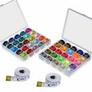 50 Pcs Bobbins and Sewing Thread with Case and 2 Pcs Soft Measuring Tapes f