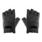 Mens Outdoor Black Soft Leather Driving Motorcycle Biker Fingerless Gloves