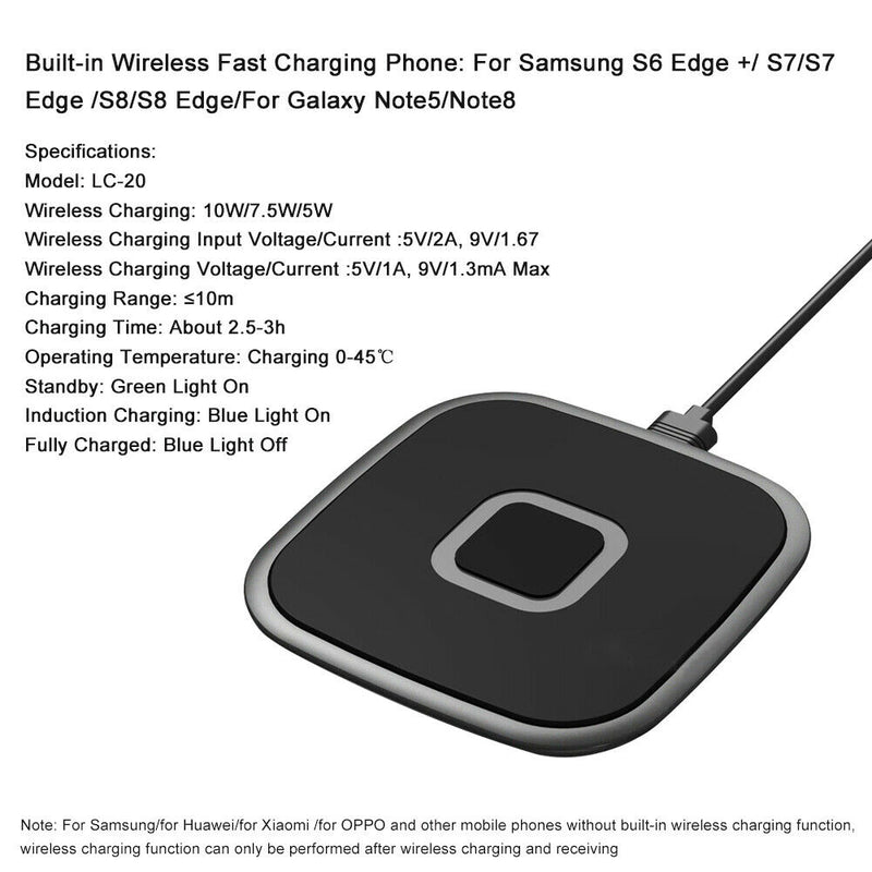 Stable Non Slip Wireless Charger Qi Certified Home Office Fast Charging 10W Max