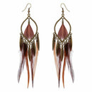 Fashion Exotic European Alloy Feather Long Drop Earrings for Women Girls