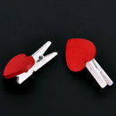 50pcs Red Heart Shape Wooden Clips Clothespins Memo Pegs Photo Paper Clips OMO