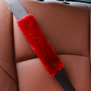 2pcs Car Seat Belt Cover Fluffy Safety Belt Shoulder Protector (Wine Red)