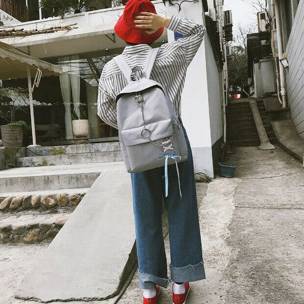 Fashion big capacity shopping bag laptop backpack rucksack canvas bags stud A8Z7