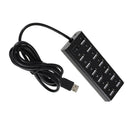 USB 2.0 13 Port Hub High Speed Adapter Cable with ON/OFF Switch for Laptop