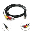 USB Plug To 3 Cinch AV 1080p Cable For TV HDTV DVD - 1.5M Length