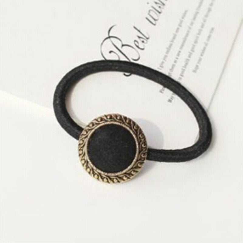 4pcs Retro Cloth Button Hair Holders Rubberband Elastics Girl Hair Accessories Z