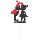 1X Cake Topper Black Boy & Girl with Red Heart Wedding Paper DIY Wedding PartyOZ