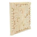 Natural Wood Appliques Square Flower Carving Decals Decorative Wooden Mould