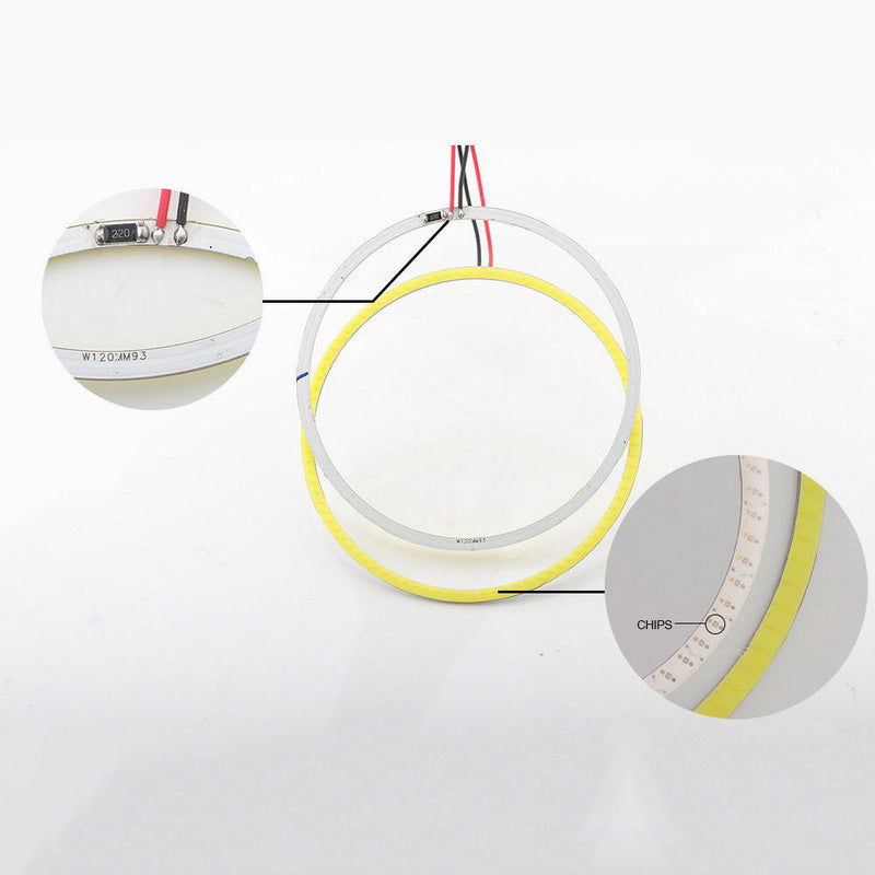 White COB Angel Eyes Halo Car LED Light Ring Halo Headlight DRL Lamp 70MM~