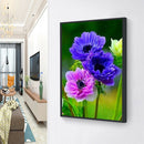 5D DIY Full Round Drill Diamond Painting Purple Pink Flower Cross Art Craft