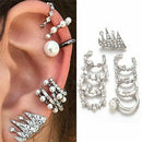 9Pcs Fashion Crystal Clip Ear Cuff Stud Women's Punk Wrap Cartilage Earring Gift