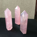 Pink Rose Quartz Crystal 100% Natural Rock clear Stone Point Healing Wand gift