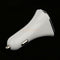 White Universal Fast 5.2 Amp Triple USB Ports Adapter Car Charger with Led