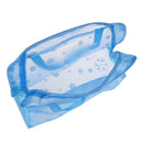 Floral Print Transparent Waterproof Cosmetic Bag Toiletry Bathing Pouch Blu