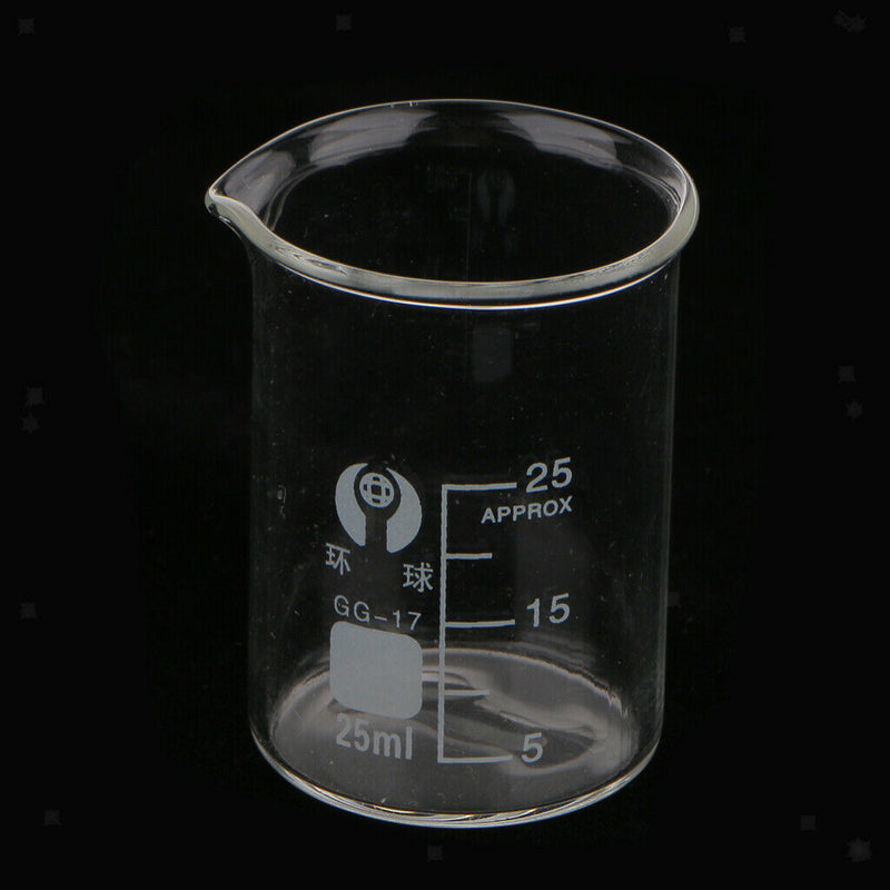5 Pcs Lab Low Form Graduated Beaker Set - Borosilicate Glass - 5ml 10ml 20ml