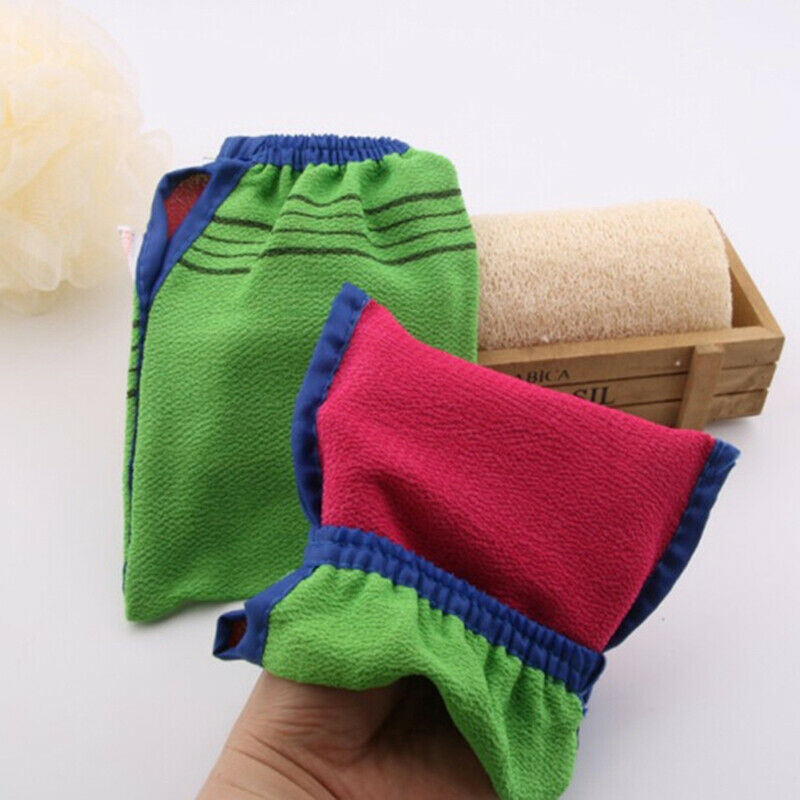 1pc Shower Spa Two-sided Bath Glove Body Cleaning Scrub Mitt Dead Skin Remov Ew