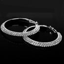 1 pair Earrings Alloy Creoles Decorated 2-Row Rhinestone Diameter 60mm - Si