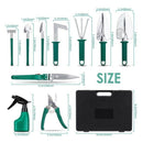 10 Pieces Garden Tools Set - Stainless Steel Gardening Tool Case with Trowe