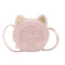 Lovely Cat Round Kids Girl Messenger Shoulder Bags PU Leather Purse (Pink)
