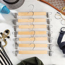 Wooden Skirt Hangers with Adjustable Clips (Pack of 10) Non-Slip Trouser Ha