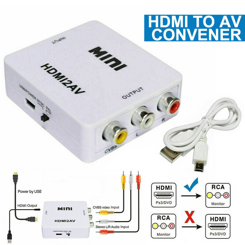 HDMI To RCA Mini Composite 1080P Video Audio AV CVBS Converter Adapter For TV(w)