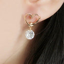 1Pair Women Eardrop Fashion Heart Shaped Zircon Earrings Crystal Stud Beauty