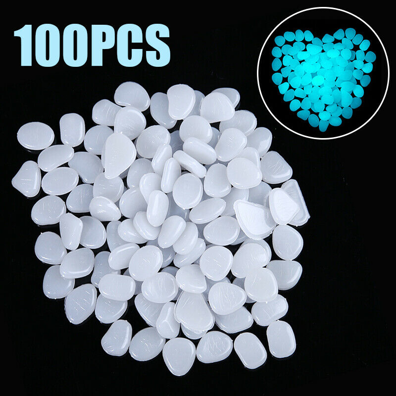 100pcs Glow in the Dark Stones Pebble Gardening Aquarium Landscaping Decor Set