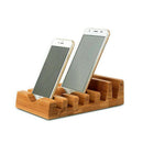 6 Slot Bamboo Multi-Device Charging Station Dock Organizer Office Mobile Ph