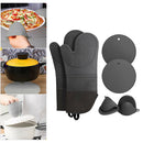 Silicone Oven Mitts and Pot Holders Heat Resistant with Cotton Quilted Liner