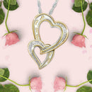 Delicate Zircon Footprint 2 Hearts Pendant Necklace for Couple Fashion Jewe R7R2