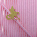 25xGold Unicorn Pink Sipping Straw 10xCake Topper Girls Birthday Party Decor