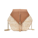 Straw Tassel Beach Woven Women Bags Hexagon Summer Chain Knitting Shoulder