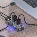 1X(ORICO Desktop Transparent USB 3.0 HUB 4 Ports 5Gbps High Speed HUB With