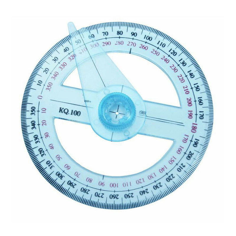All Circular 10cm 360 Degree Pointer Protractor Ruler Angle Finder Random