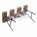 Fashionable Transparent Glass Vase with Wooden & Iron Stand for Water Plant