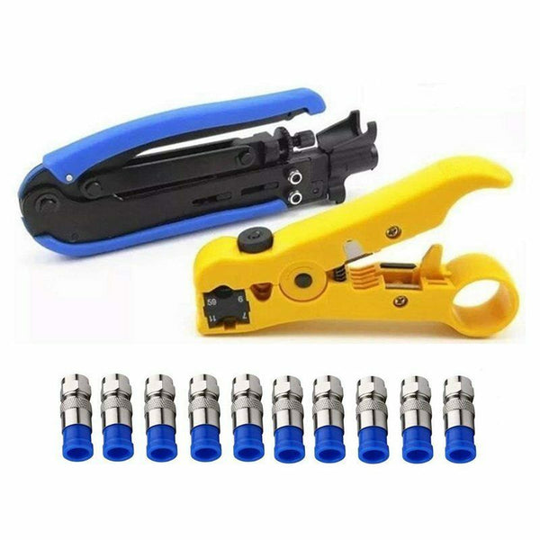 Compression Tool Coax Cable Crimper Kit Adjustable Rg6 Rg59 Rg11 75-5 75-7  E6Z4