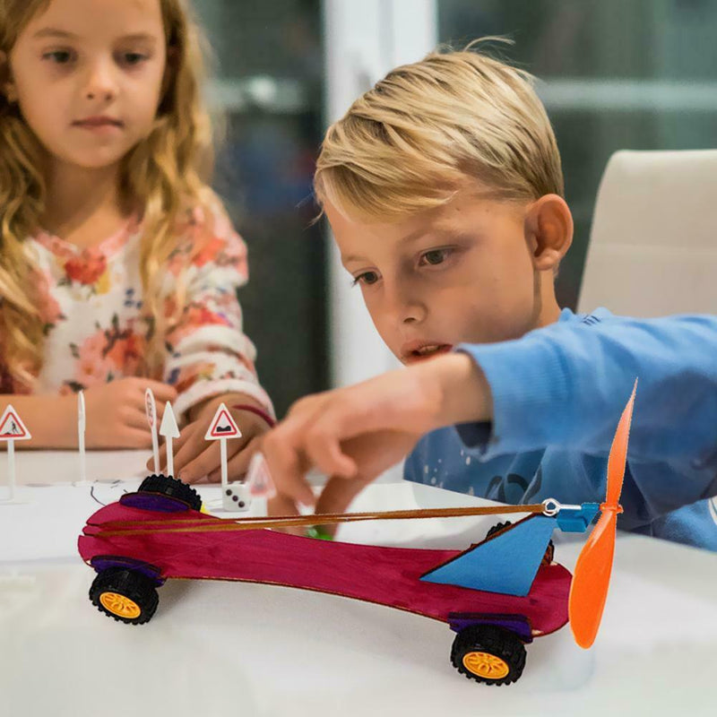Rubber Band Power Car DIY Science Experiment Kits Fun School Project Gift