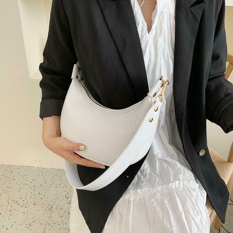 Retro PU Leather Messenger Bag Women Casual Shoulder Handbags Purse (White)
