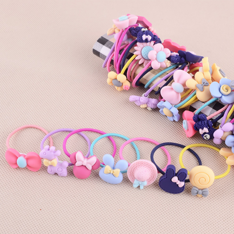10pcs/Pack Cute Elastic Hair Bands Kids Rubber Band Girls Rope Ring Hair Access