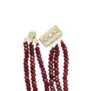 3-strand Ruby Beads Chain Statement Beaded Choker Layered Strands Necklace for