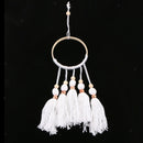Wooden Beads Tassel Ring Wall Hanging Ornament Kid's Room Decor Craft White