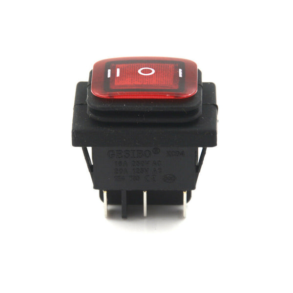 Red 3 Position 6Pin DC 12V Waterproof Car Boat LED Rocker Switch Latching JR