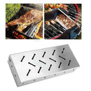 Stainless Steel Smoker Box Charcoal Gas Grill Hinged Lid for Meat Smoking