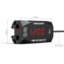 12V Motorcycle Electric Vehicle 2-in-1 Digital Display Voltmeter Time Clock