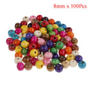 100Pcs mixed color round beads makeing necklace DIY kids crafts wood beads 8mm U