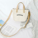 Letter Print Shoulder Satchel Handbags Canvas Women Crossbody Bags (White)