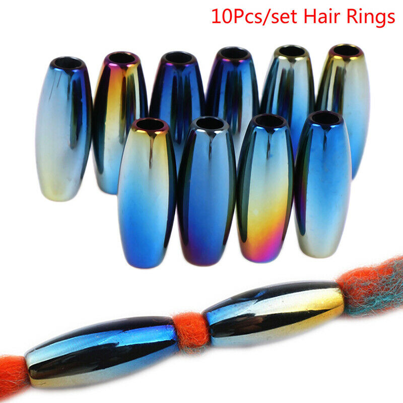 10Pcs/Set DIY Hair Braid Dreadlock Dread Beads Pins Rings Cuff Clips Jewelry  Ew