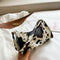 Cow Print Handbag Women PU Acrylic Chain Underarm Shoulder Bags (Beige)